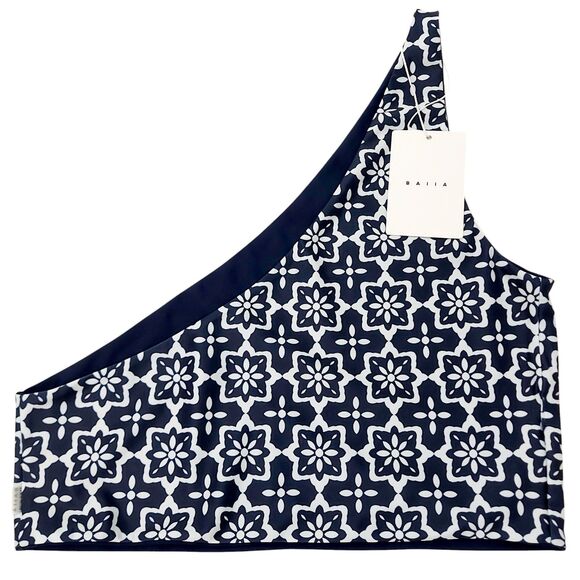 Baiia Two Piece Bikini Womens 12 White Navy One Shoulder Reversible High Waist - Picture 6 of 12
